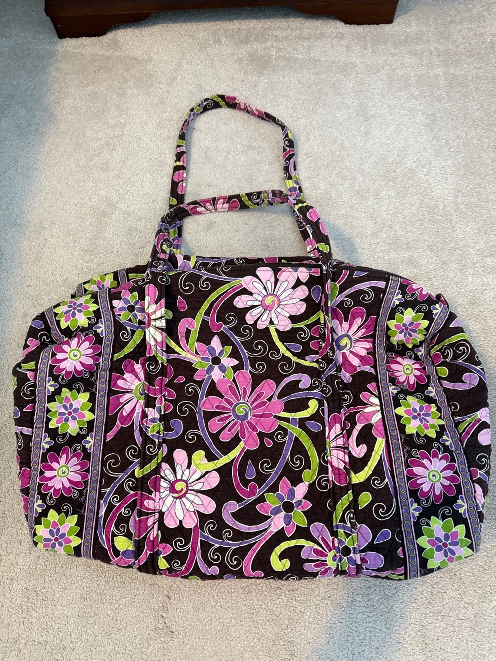 Vera Bradley Large Duffel in the "Purple Punch" pattern